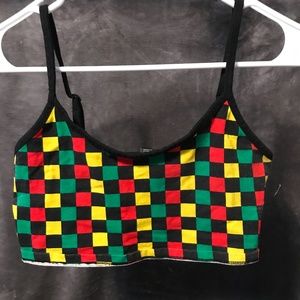 Medium Checkered Rasta Colored Crop Top